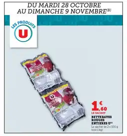 Hyper U Betteraves rouges entieres u offre