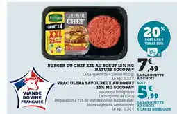 U Express SOCOPA Burger du chef xxl au boeuf 15% mg nature offre