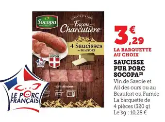 Maximarché SOCOPA Saucisse pur porc offre