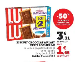 Maximarché LU Biscuit chocolat au lait petit ecolier offre