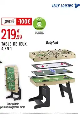 Intersport JEUX LOISIRS Table de jeux 4 en 1 offre
