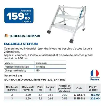Prolians TUBESCA-COMABI Escabeau stepium offre