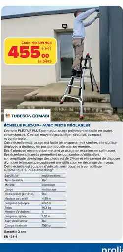 Prolians TUBESCA-COMABI Échelle flex-up+ avec pieds réglables offre
