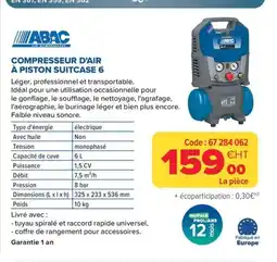 Prolians Compresseur d'air à piston suitcase 6 offre