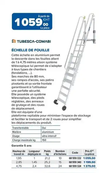 TUBESCA-COMABI Échelle de fouille