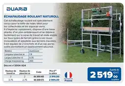 Prolians DUARIB Échafaudage roulant naturoll offre