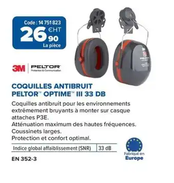 Prolians Coquilles antibruit peltor optime iii 33db offre