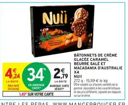 Intermarché Contact NUII Bâtonnets de crème glacée caramel beurre salé et macadamia d'australie offre