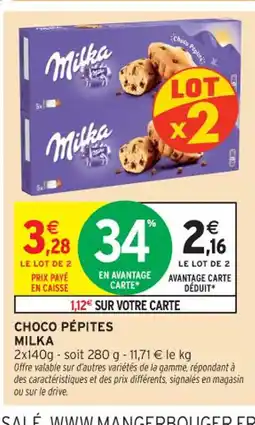 Intermarché Contact MILKA Choco pépites offre