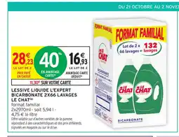 Intermarché Contact Lessive liquide l'expert bicarbonate 2x66 lavages offre