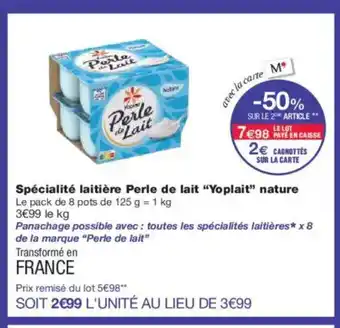 Monoprix YOPLAIT Spécialité laitière Perle de lait nature offre