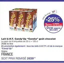 Monoprix CANDY'UP Lait U.H.T Candia goût chocolat offre