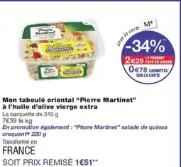 Monoprix PIERRE MARTINET Mon taboulé oriental à l'huile d'olive vierge extra offre