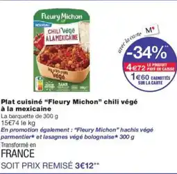 Monoprix FLEURY MICHON Plat cuisiné chili végé à la mexicaine offre