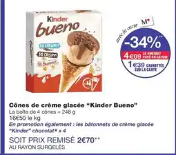 Monoprix KINDER BUENO Cônes de crème glacée offre