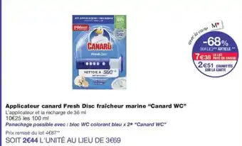 Monoprix CANARD WC Applicateur canard Fresh Disc fraîcheur marine offre