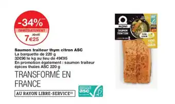 Monoprix Saumon traiteur thym citron ASC offre