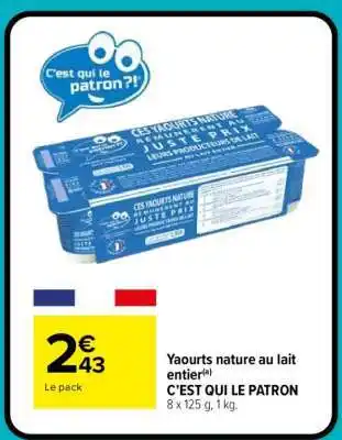 Carrefour Market Yaourts nature au lait entier offre
