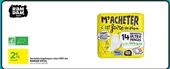 Carrefour Market Serviettes hygiéniques coton 100% bio offre