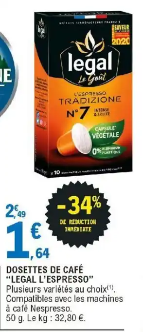 E.Leclerc Dosettes de café offre