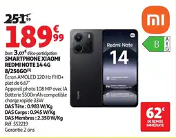 Auchan REDMI Smartphone redmi note 144g offre