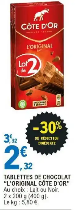 E.Leclerc TABLETTES DE CHOCOLAT offre