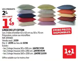 Auchan Linge de lit coton offre
