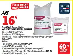 Auchan Couette chaude blanrêve offre