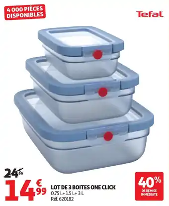 Auchan TEFAL Lot de 3 boites one click offre