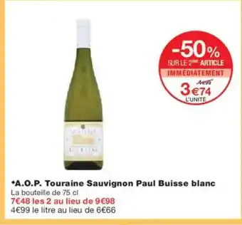 Monoprix A.O.P. Touraine Sauvignon Paul Buisse blanc offre