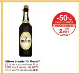 Monoprix 3 MONTS Bière blonde offre