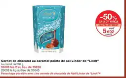 Monoprix LINDT Cornet de chocolat au caramel pointe de sel Lindor offre