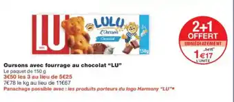 Monoprix LU Oursons avec fourrage au chocolat offre