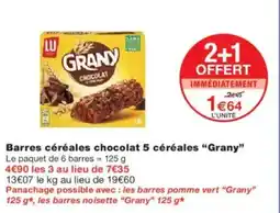 Monoprix GRANY Barres céréales chocolat 5 céréales offre