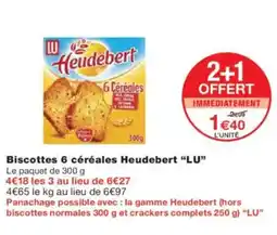 Monoprix LU Biscottes 6 céréales Heudebert offre