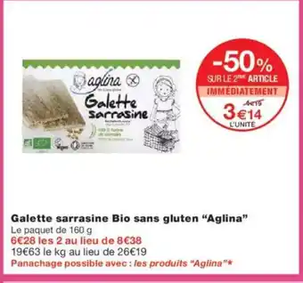 Monoprix AGLINA Galette sarrasine Bio sans gluten offre