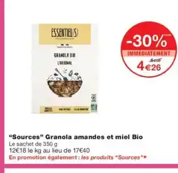 Monoprix SOURCES Granola amandes et miel Bio offre