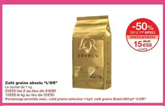 Monoprix L'OR Café grains absolu offre