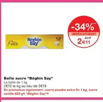 Monoprix BÉGHIN SAY Boîte sucre offre