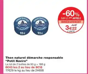 Monoprix PETIT NAVIRE Thon naturel démarche responsable offre