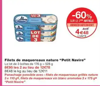 Monoprix PETIT NAVIRE Filets de maquereaux nature offre
