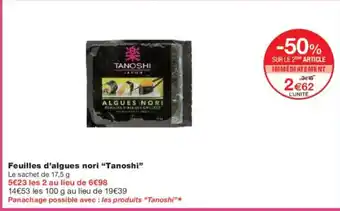 Monoprix TANOSHI Feuilles d'algues nori offre