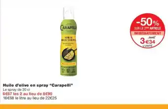 Monoprix CARAPELLI Huile d'olive en spray offre