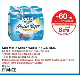 Monoprix LACTEL Lait Matin Léger 1,2% M.G. offre