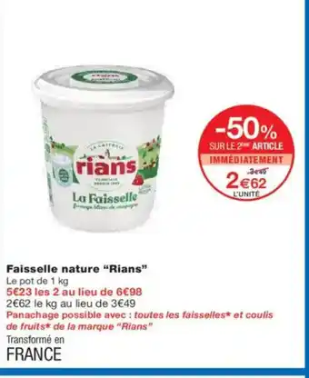 Monoprix RIANS Faisselle nature offre