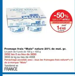Monoprix MALO Fromage frais nature 20% de mat gr offre
