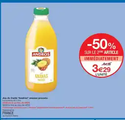 Monoprix ANDROS Jus de fruits ananas pressés offre