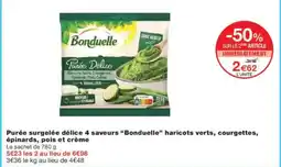 Monoprix BONDUELLE Purée surgelée délice 4 saveurs haricots verts, courgettes, épinards, pois et crème offre