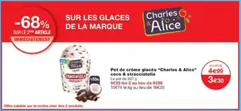 Monoprix CHARLES & ALICE Pot de crème glacée coco & stracciatella offre