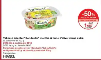 Monoprix BONDUELLE Taboulé oriental menthe & huile d'olive vierge extra offre